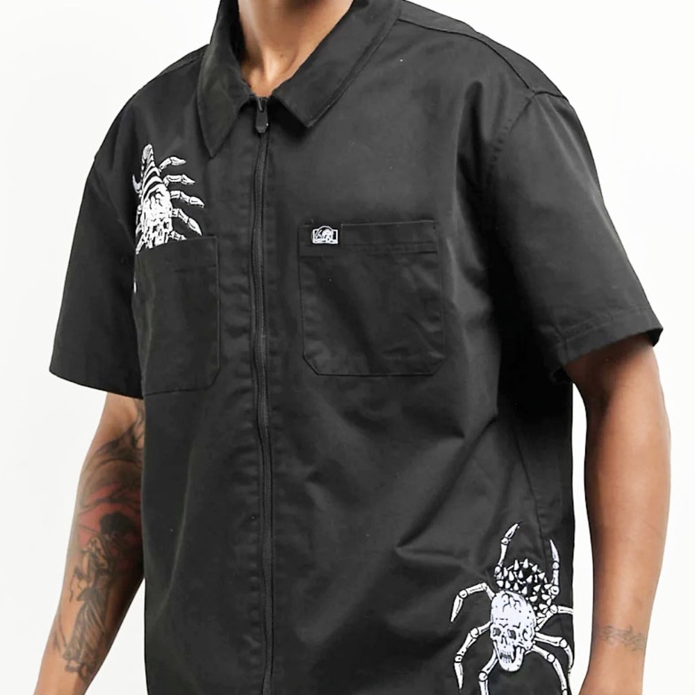 Lurking Class By Sketchy Tank Crawl Black Zip Work Shirt Brand New Size M